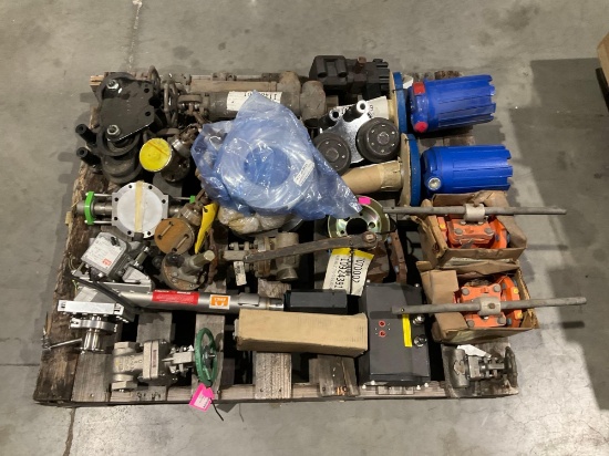 PALLET OF INDUSTRIAL EQUIPMENT AND COMPONENTS; VARIOUS VALVES, ACTUATORS, VIBRATORY EQUIPMENT,