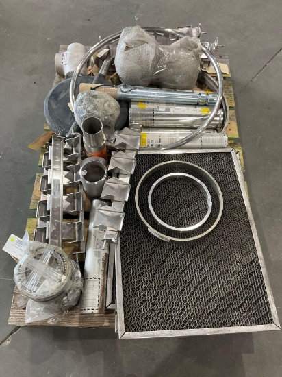 PALLET OF INDUSTRIAL EQUIPMENT AND COMPONENTS; VARIOUS MAKES, MODELS, AND CAPACITIES