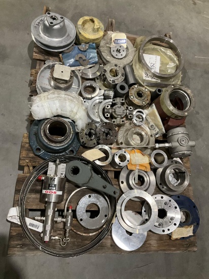PALLET OF INDUSTRIAL EQUIPMENT AND COMPONENTS; VARIOUS MAKES, MODELS, AND CAPACITIES