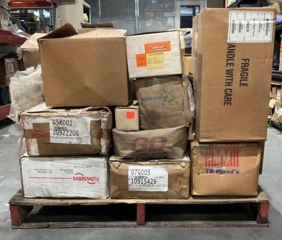 PALLET OF INDUSTRIAL EQUIPMENT AND COMPONENTS; MULTIPLE BRANDS, MODELS, AND CAPACITIES; BRANDS