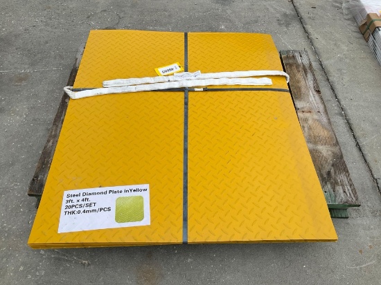 UNUSED STEEL DIAMOND PLATES; APPROX 20 PCS; APPROX 3 FT X 4 FT