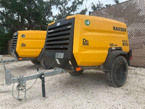 2023KAESER AIR COMPRESSOR MODEL M55 PE, KUBOTA DIESEL, TRAILER MOUNTED, APPROX ENGINE POWER 48.9HP,