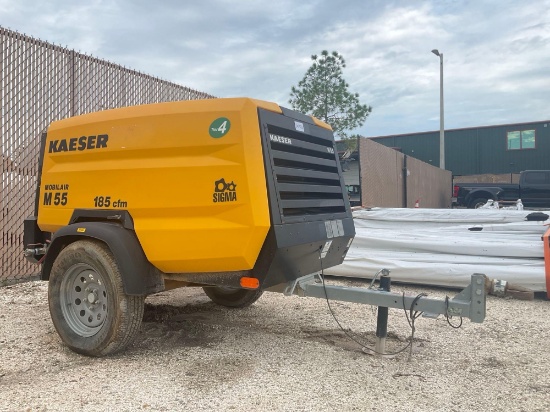 2023KAESER AIR COMPRESSOR MODEL M55 PE, KUBOTA DIESEL, TRAILER MOUNTED, APPROX ENGINE POWER 48.9HP,