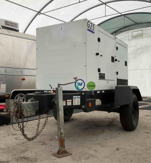 2018 DOOSAN TRAILER MOUNTED DIESEL GENERATOR MODEL G25WDO-T4F, BILL OF SALE ONLY