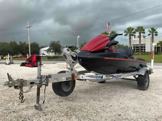JET SKI WITH TRITON SINGLE AXLE TRAILER; 2 PASSENGER SEATING; REAR SWIM PLATFORM WITH TRACTION PA...