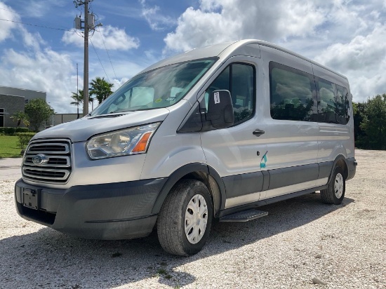2018 FORD TRANSIT 350 WAGON MEDIUM ROOF XLT VAN WITH SLIDING SIDE DOOR MODEL T350XLGRWD, GAS POWER