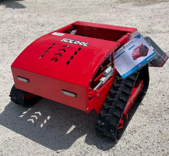 UNUSED 2026 SDLOOL REMOTE CONTROL CRAWLER LAWN MOWER MODEL 800, GAS POWERED, APPROX CUTTING WIDTH...
