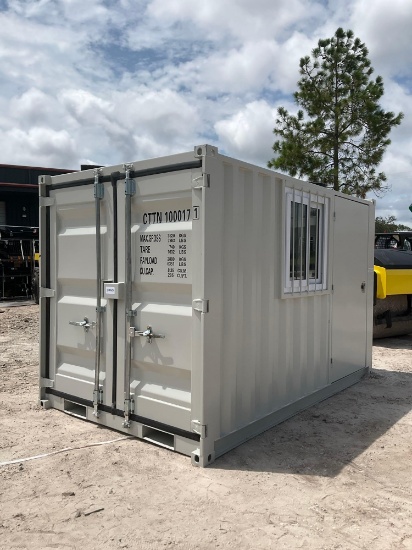 2026 10FT MULTI-USE CONTAINER W/ SIDE DOOR & WINDOW, FORK POCKETS, APPROX 121in L x 73in W x 79in T