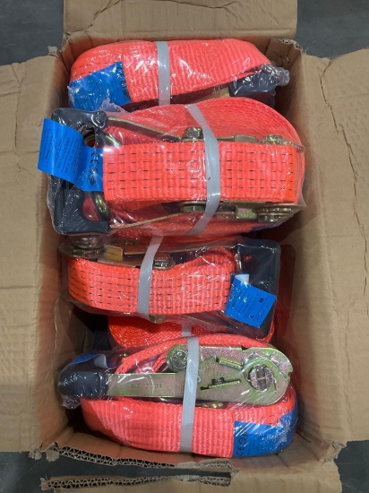 ( 1 ) BOX OF UNUSED RATCHET STRAPS, APPROX 10PCS