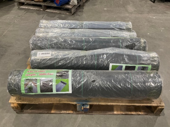 UNUSED WOVEN LANDSCAPE FABRIC, 5 ROLLS TOTAL, APPROX 6FT W x 300FT L , APPROX 1500FT TOTAL