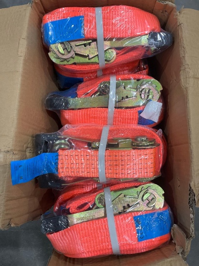 ( 1 ) BOX OF UNUSED RATCHET STRAPS, APPROX 10PCS