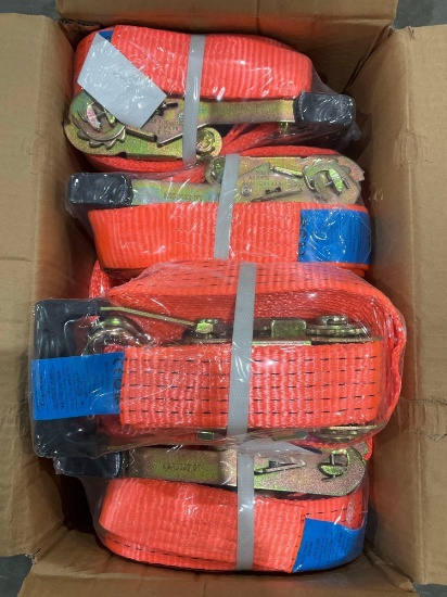 ( 1 ) BOX OF UNUSED RATCHET STRAPS, APPROX 10PCS