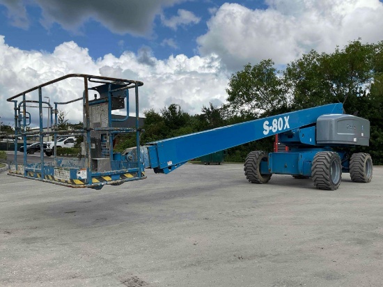 2015 GENIE S-80X BOOM LIFT: DIESEL POWERED;APRROX PLATFORM 80 FT; BUILT IN GENERATOR, RUNS AND