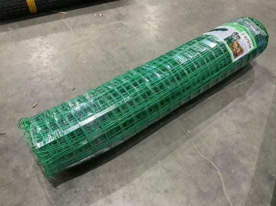 UNUSED VINYL COATED METAL WELDED WIRE FENCE ROLL; APPROX 98.4 FT L X 4 FT H: APPROX MESH SIZE 2.4in
