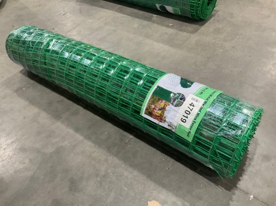 UNUSED VINYL COATED METAL WELDED WIRE FENCE ROLL; APPROX 98.4 FT L X 4 FT H: APPROX MESH SIZE 2.4in