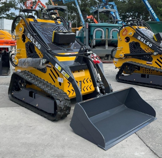 UNUSED 2026 SDLANCH STAND ON SKID STEER LOADER MODEL SSL60; GAS POWERED, ELECTRIC START, RUBBER T...