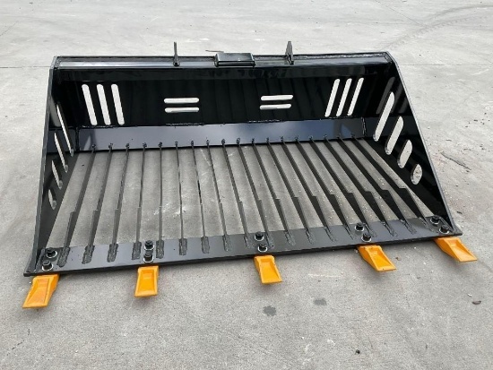 UNUSED 2026 MINI ROCK BUCKET ATTACHMENT MODEL RB44 FOR MINI SKID STEER , APPROX WORKING WIDTH 44in