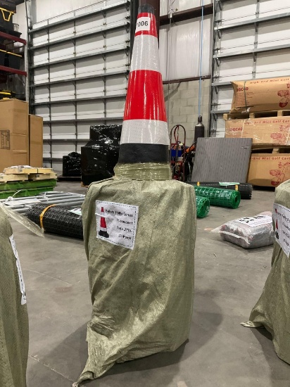 UNUSED SAFETY TRAFFIC CONES, FLUORESCENT, APPROX 20PCS, 15in X 27in