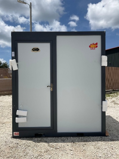 Unused Irmt Portable Bathroom With Shower, Sink, Mirror, Toilet, Toilet Paper Holder, Lights,Wind...