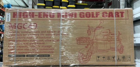 UNUSED MGC40 3WHEEL MINI TRICYCLE GOLF CART, ELECTRIC, 3-SPEED ADJUSTABLE, LED SMART OPERATION SC...