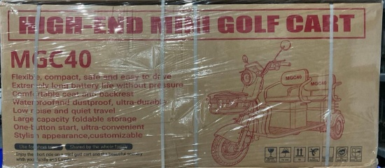 UNUSED MGC40 3WHEEL MINI TRICYCLE GOLF CART, ELECTRIC, 3-SPEED ADJUSTABLE, LED SMART OPERATION SC...