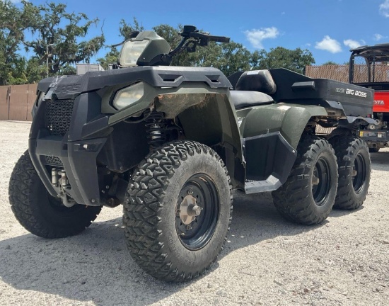 2013 POLARIS 6X6 BIG BOSS ATT/VTT; WINCH; HITCH ADAPTER; TRUCK BED, RUNS & DRIVES
