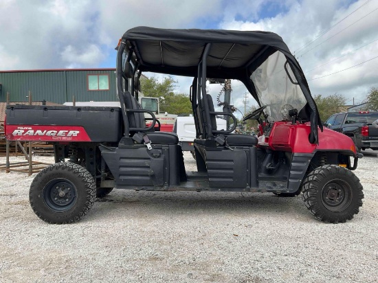 POLARIS RANGER CREW ATV, GAS POWERED, CREW CAB, MANUEL DUMP BED, HITCH; BILL OF SALE ONLY, RUNS AND