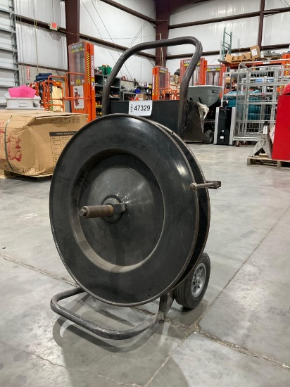 HEAVY DUTY STEEL FRAMED MOBILE STRAPPING CART