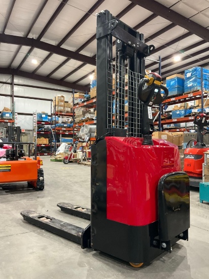 ELECTRIC STACKER PALLET JACK MODEL ST1500, APPROX RATED LOAD CAPACITY 3307LBS, 48V, RUNS & OPERATES