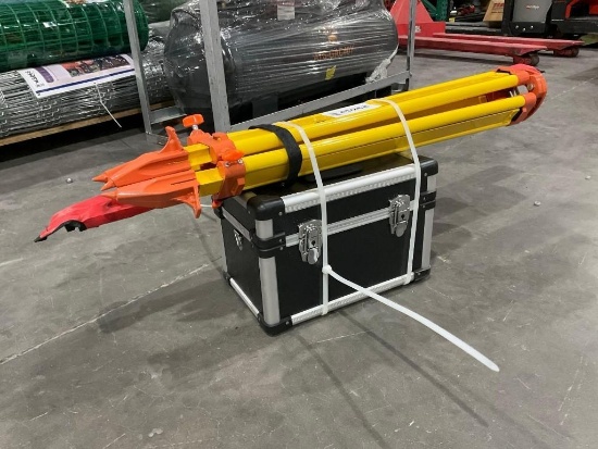 UNUSED SELF-LEVELING ROTARY LASER IN CARRYING CASE , OPERATING MANUAL MEASURING STICK & STAND INC...