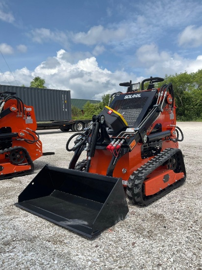 UNUSED 2026 SDLOOL STAND ON SKID STEER LOADER MODEL 36C, GAS POWERED, ELECTRIC START, RUBBER TRAC...