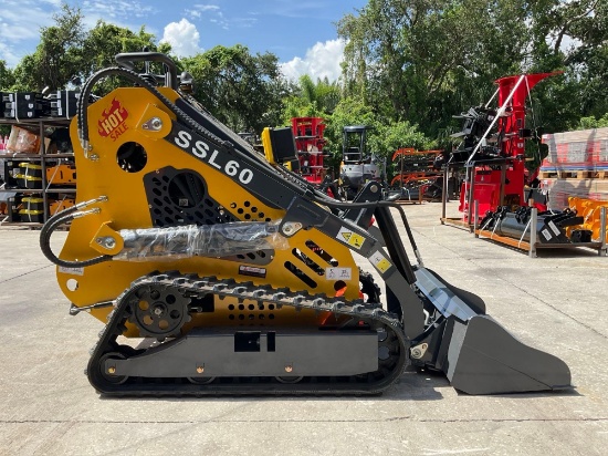 UNUSED 2026 SDLANCH STAND ON SKID STEER LOADER MODEL SSL60; GAS POWERED, ELECTRIC START, RUBBER