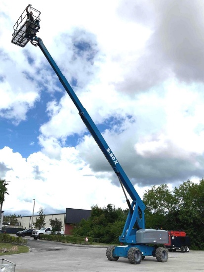 2015 GENIE S-80X BOOM LIFT: DIESEL POWERED;APRROX PLATFORM 80 FT; BUILT IN GENERATOR, RUNS AND