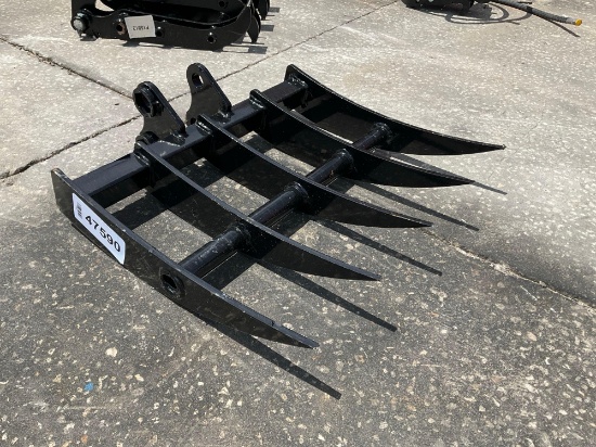 ( 1 ) UNUSED 2025 RAKE ATTACHMENT FOR EXCAVATOR, FITS 1-2TON EXCAVATOR