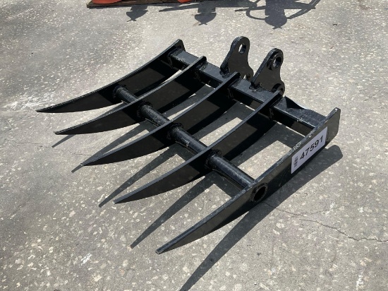 ( 1 ) UNUSED 2025 RAKE ATTACHMENT FOR EXCAVATOR, FITS 1-2TON EXCAVATOR