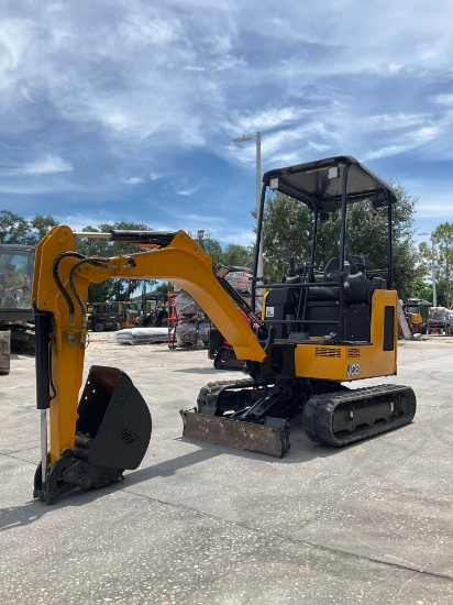 JCB COMPACT EXCAVATOR MODEL 19C-1E, ELECTRIC, APPROX 44.4V, PUSH BLADE, RUBBER TRACK,