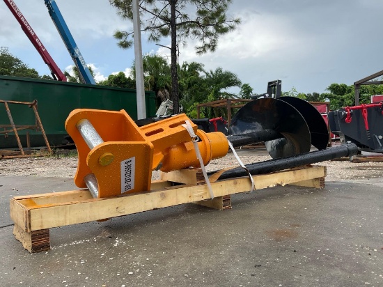 ( 1 ) UNUSED CAT 305 EXCAVATOR AUGER ATTACHMENT W/ EXTENSION ROD