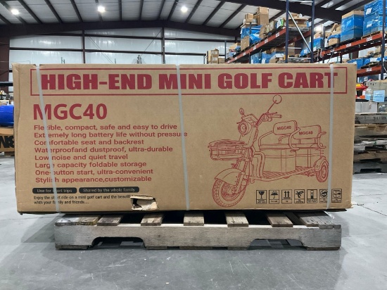 Unused Mgc40 3wheel Mini Tricycle Golf Cart, Electric, 3-Speed Adjustable, Led Smart Operation