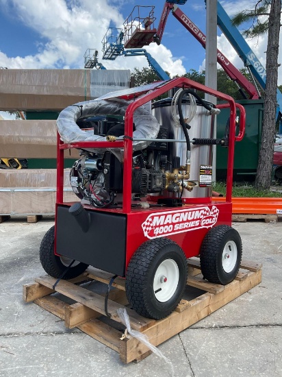 UNUSED 2026 MAGNUM 4000 SERIES GOLD HOT WATER PRESSURE WASHER,DIESEL GAS POWER, ELECTRIC START,
