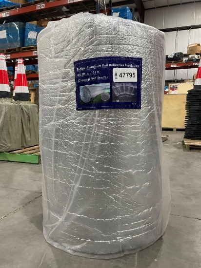 UNUSED BUBBLE ALUMINUM FOIL REFLECTIVE INSULATION; APPROX 164FT L x 3.3FT W; APPROX COVERAGE 541 SQ