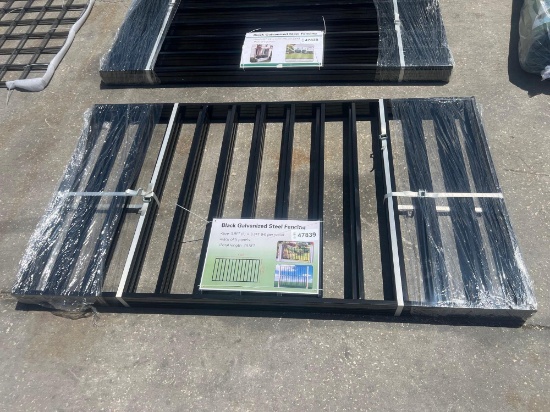 UNUSED GALVANIZED STEEL FENCING; APPROX 5 PANELS; APPROX 6 FT L X 3 FT W PER PANEL, TOTAL LENGTH