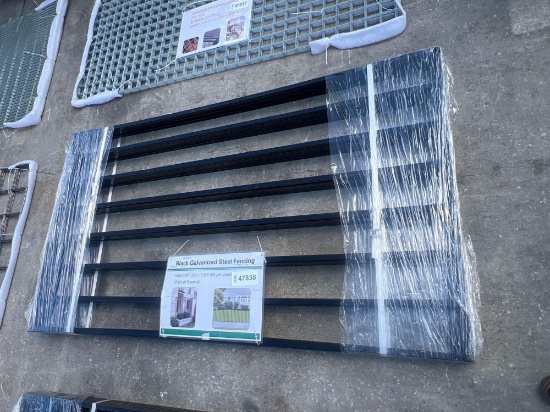 UNUSED GALVANIZED STEEL FENCING; APPROX 5 PANELS; APPROX 6 FT L X 3 FT W PER PANEL