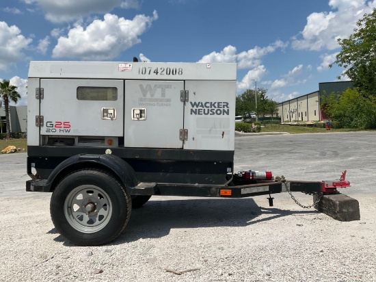 2018 WACKER NEUSON G25 20KW GENERATOR; DIESEL POWERED; TOWABLE TRAILER MOUNTED;APPROX RPM 1800;
