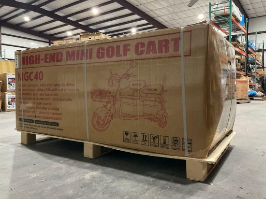 Unused Mgc40 3wheel Mini Tricycle Golf Cart, Electric, 3-Speed Adjustable, Led Smart Operation