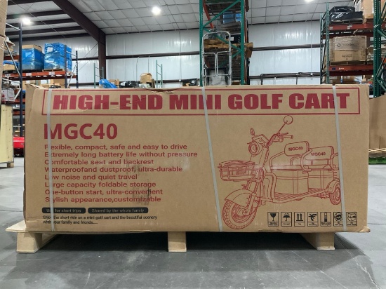UNUSED MGC40 3WHEEL MINI TRICYCLE GOLF CART, ELECTRIC, 3-SPEED ADJUSTABLE, LED SMART OPERATION