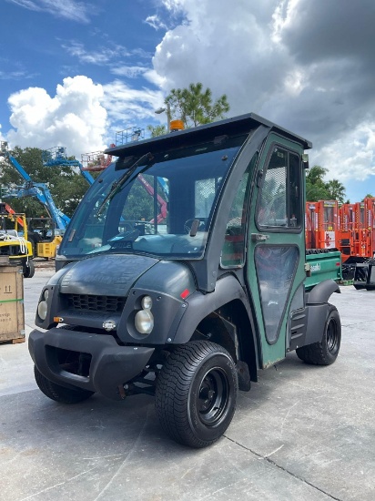 KAWASAKI MULE UTV; GAS POWERED; ENCLOSED CAB; MANUAL DUMP BED, LOW HRS SHOWING, BILL OF SALE ONLY