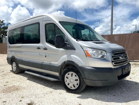 2018 FORD TRANSIT 350 WAGON MEDIUM ROOF XLT VAN WITH SLIDING SIDE DOOR MODEL T350XLGRWD, GAS POWER