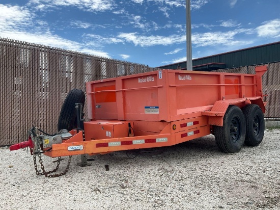 2018 MMDI INC HYDRAULIC TANDEM AXLE DUMP TRAILER; APPROX GVWR 8360LB; APPROXMAX CARGO LOAD 4540LBS