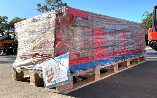 UNUSED SKLP HEAVY DUTY METAL STORAGE SHELVES MODELSK-HJ6; APPROX 40 FT ; APPROX 6 SECTIONS; APPROX