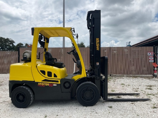 Hyster Forklift Model H80ft; Lp Powered; Approx Capacity 8,000 Lbs; Tilt; Side Shift;